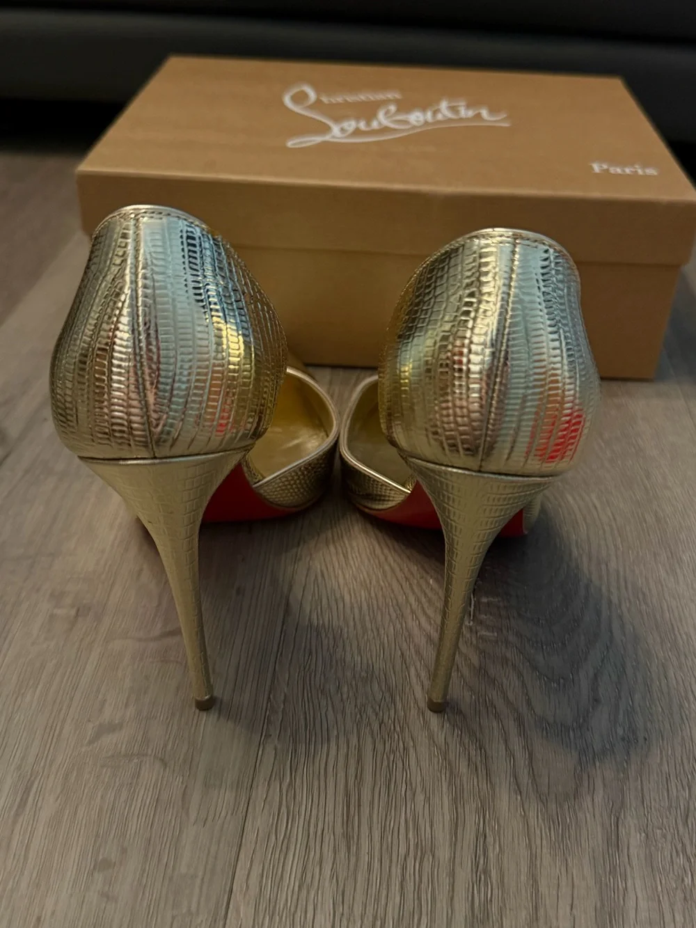 Christian Louboutin Lizzy Metallic Gold Pointed-Toe Stiletto Pumps
